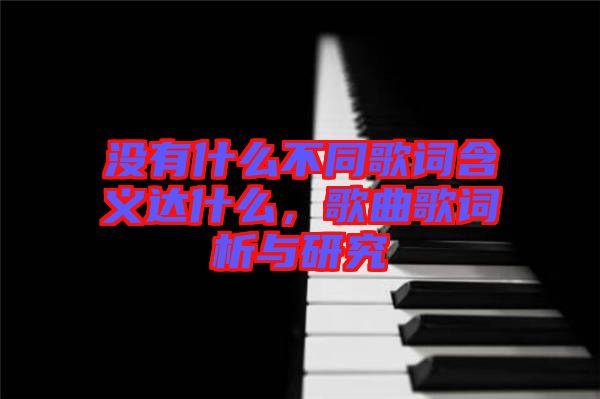 沒有什么不同歌詞含義達什么，歌曲歌詞析與研究