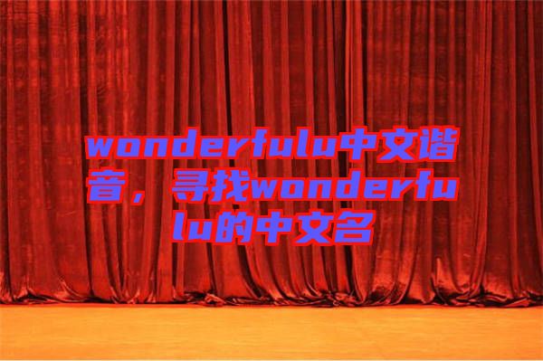 wonderfulu中文諧音，尋找wonderfulu的中文名