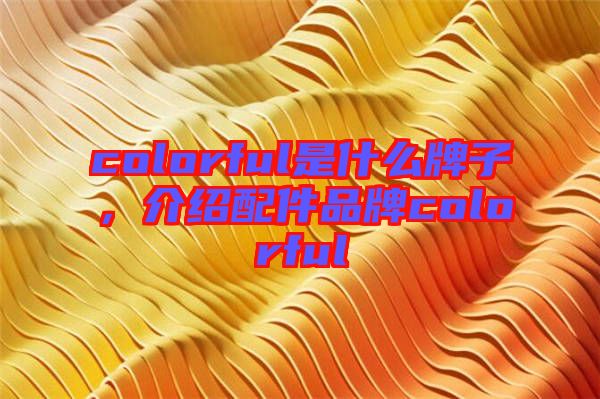 colorful是什么牌子，介紹配件品牌colorful