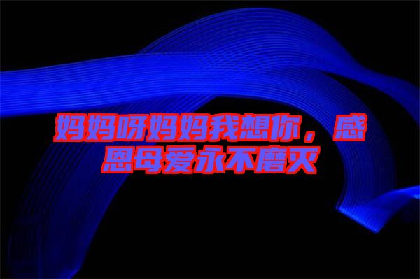 媽媽呀媽媽我想你，感恩母愛(ài)永不磨滅