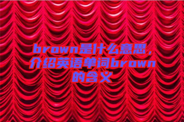 brown是什么意思，介紹英語單詞brown的含義