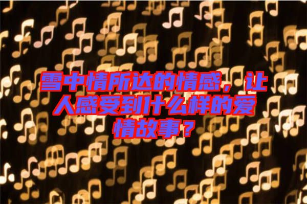 雪中情所達(dá)的情感，讓人感受到什么樣的愛(ài)情故事？