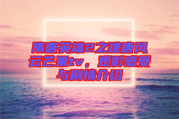 隋唐英雄2之建唐風(fēng)云芒果tv，觀影感受與劇情介紹
