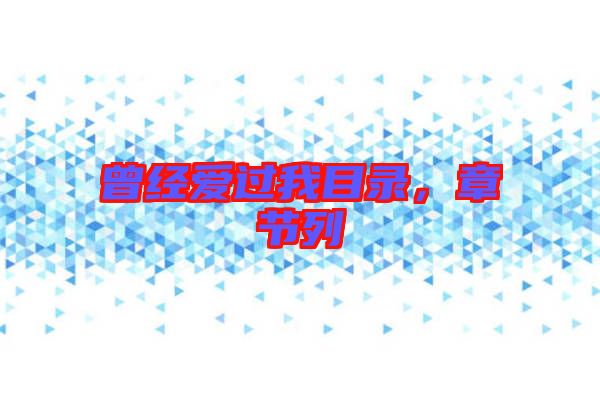 曾經(jīng)愛過我目錄，章節(jié)列