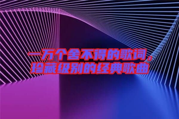 一萬個舍不得的歌詞，珍藏級別的經(jīng)典歌曲