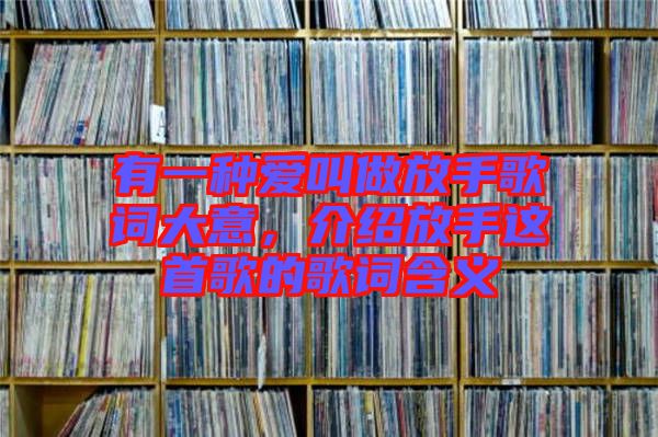有一種愛(ài)叫做放手歌詞大意，介紹放手這首歌的歌詞含義
