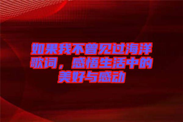 如果我不曾見過海洋歌詞，感悟生活中的美好與感動