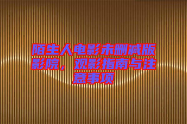 陌生人電影未刪減版影院，觀影指南與注意事項(xiàng)