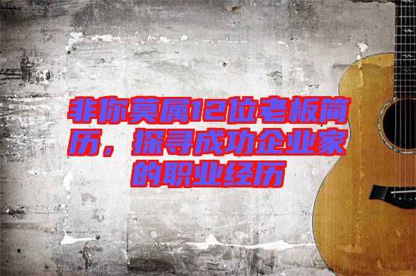 非你莫屬12位老板簡歷，探尋成功企業(yè)家的職業(yè)經歷