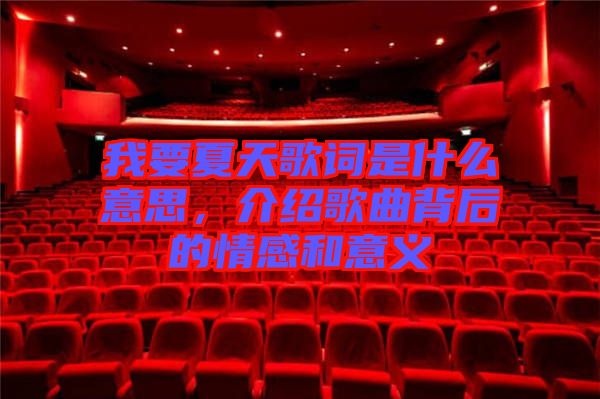 我要夏天歌詞是什么意思，介紹歌曲背后的情感和意義