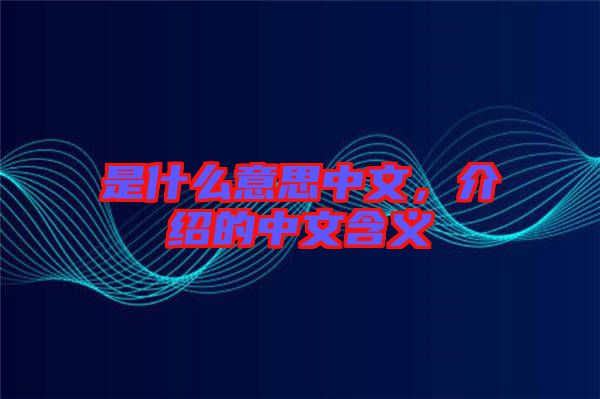 是什么意思中文，介紹的中文含義