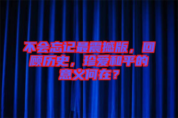 不會忘記最震撼版，回顧歷史，珍愛和平的意義何在？