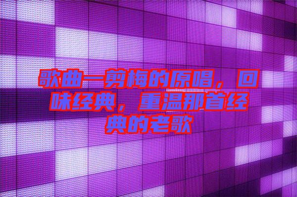 歌曲一剪梅的原唱，回味經(jīng)典，重溫那首經(jīng)典的老歌