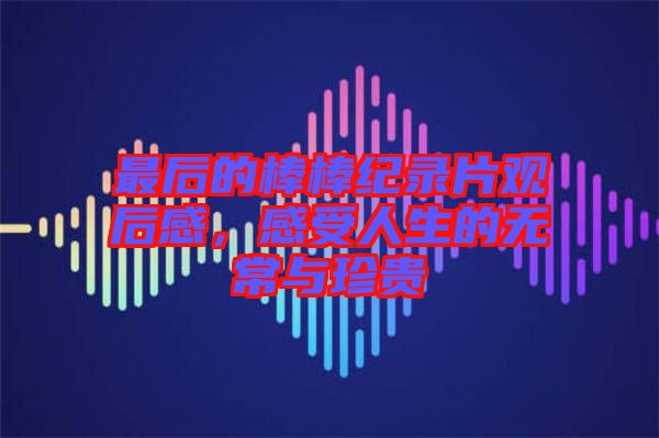 最后的棒棒紀(jì)錄片觀后感，感受人生的無常與珍貴