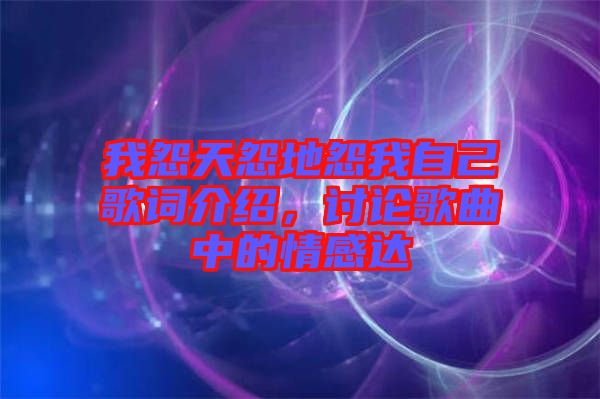 我怨天怨地怨我自己歌詞介紹，討論歌曲中的情感達
