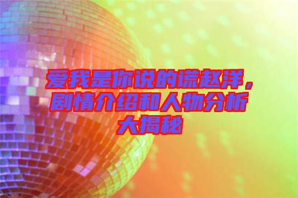 愛(ài)我是你說(shuō)的謊趙洋，劇情介紹和人物分析大揭秘