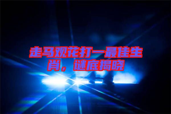 走馬觀花打一最佳生肖，謎底揭曉