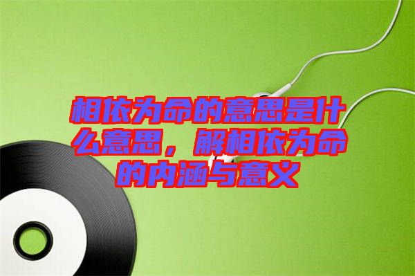 相依為命的意思是什么意思，解相依為命的內涵與意義