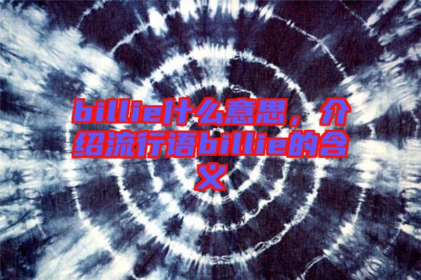 billie什么意思，介紹流行語billie的含義