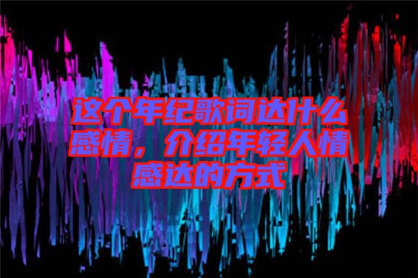 這個年紀(jì)歌詞達(dá)什么感情，介紹年輕人情感達(dá)的方式