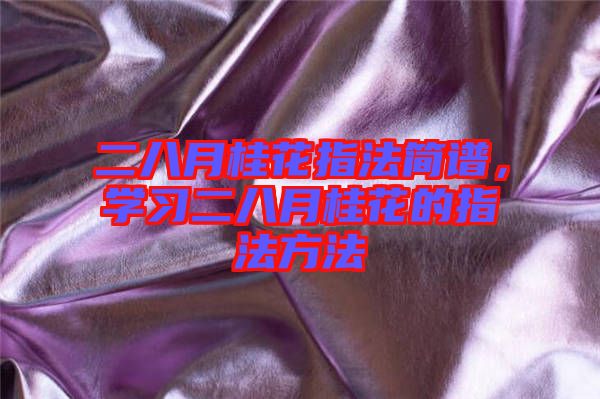 二八月桂花指法簡譜，學(xué)習(xí)二八月桂花的指法方法