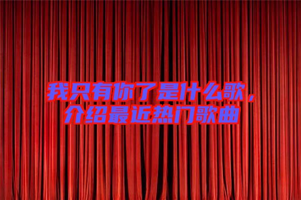 我只有你了是什么歌，介紹最近熱門歌曲