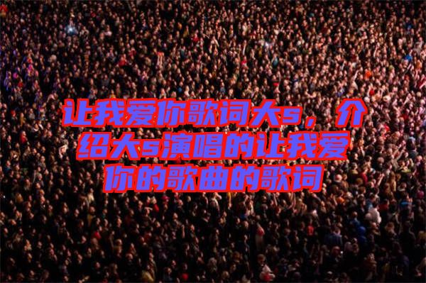 讓我愛你歌詞大s，介紹大s演唱的讓我愛你的歌曲的歌詞