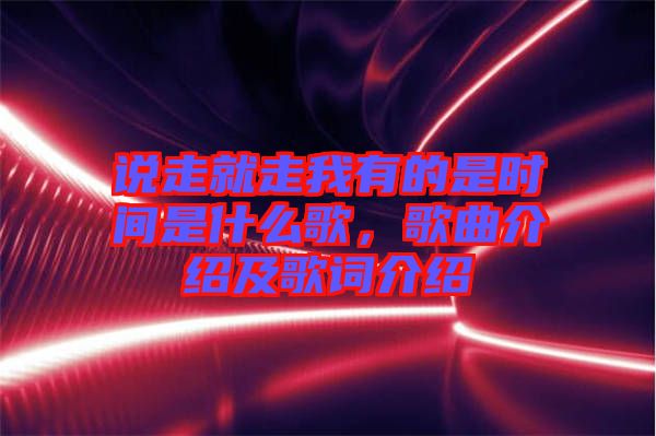說走就走我有的是時間是什么歌，歌曲介紹及歌詞介紹