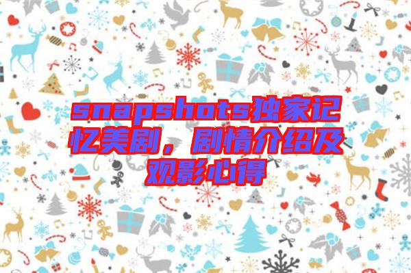 snapshots獨家記憶美劇，劇情介紹及觀影心得