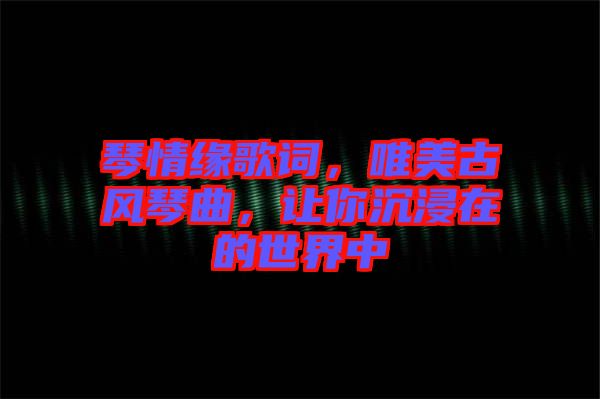 琴情緣歌詞，唯美古風(fēng)琴曲，讓你沉浸在的世界中