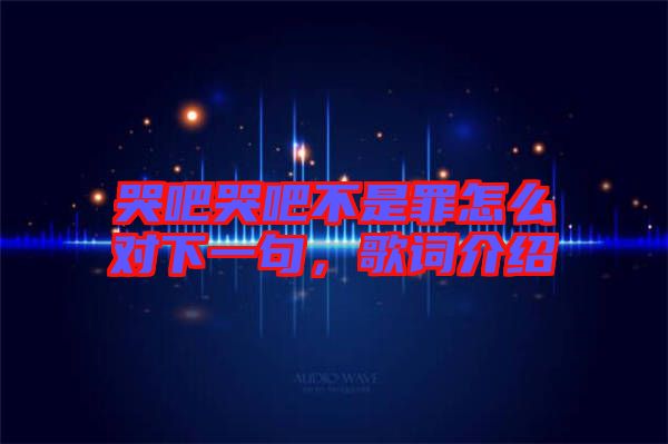 哭吧哭吧不是罪怎么對(duì)下一句，歌詞介紹
