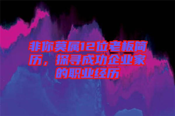 非你莫屬12位老板簡歷，探尋成功企業(yè)家的職業(yè)經(jīng)歷