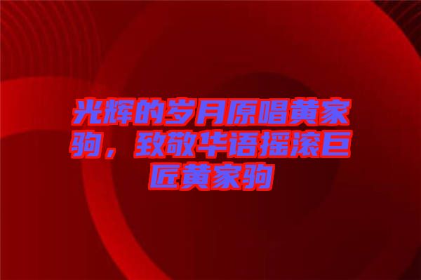 光輝的歲月原唱黃家駒，致敬華語搖滾巨匠黃家駒