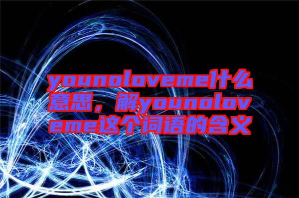 younoloveme什么意思，解younoloveme這個詞語的含義