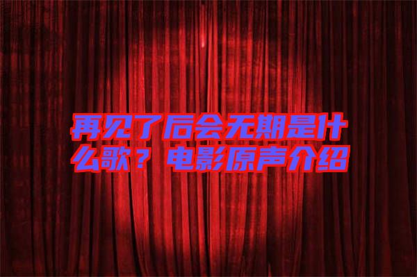 再見(jiàn)了后會(huì)無(wú)期是什么歌？電影原聲介紹