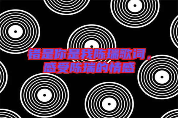 錯(cuò)是你是我陳瑞歌詞，感受陳瑞的情感