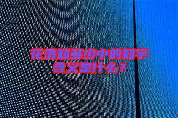 花落知多少中的知字含義是什么？