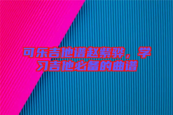 可樂(lè)吉他譜趙紫驊，學(xué)習(xí)吉他必備的曲譜