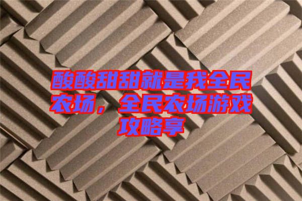酸酸甜甜就是我全民農(nóng)場(chǎng)，全民農(nóng)場(chǎng)游戲攻略享