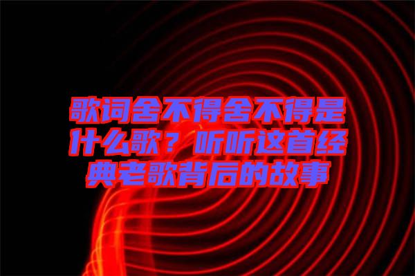 歌詞舍不得舍不得是什么歌？聽聽這首經(jīng)典老歌背后的故事
