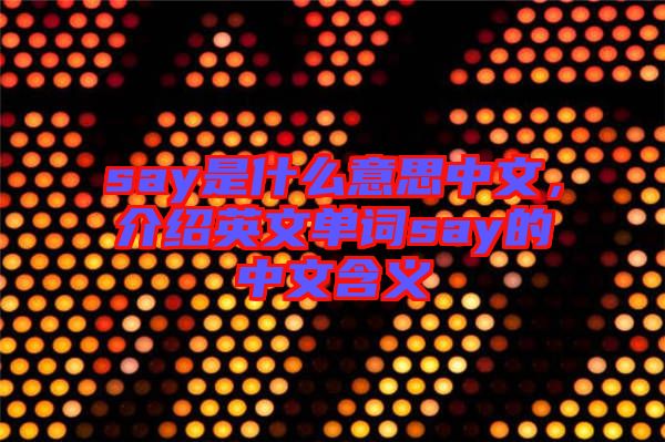 say是什么意思中文，介紹英文單詞say的中文含義