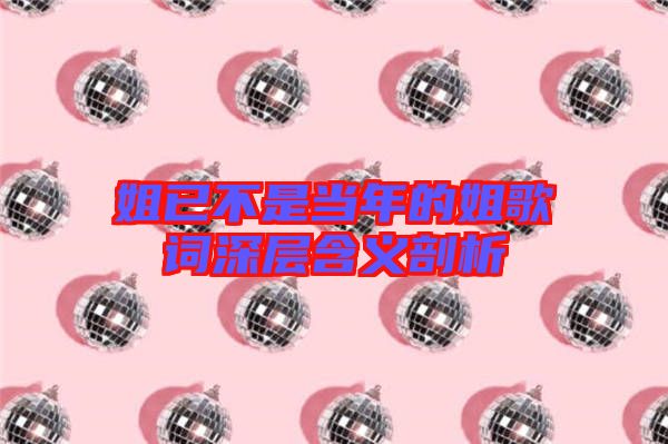 姐已不是當年的姐歌詞深層含義剖析