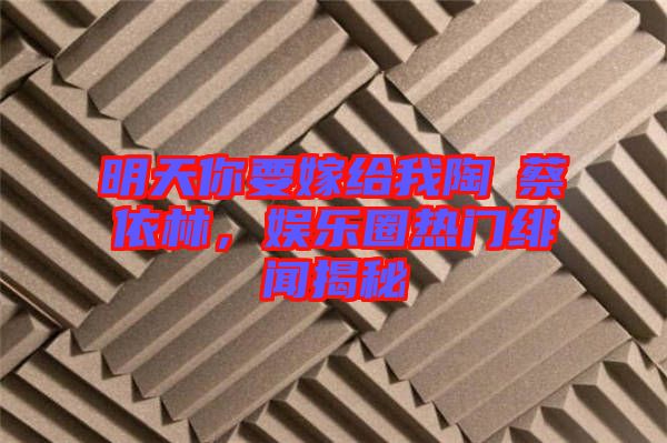明天你要嫁給我陶喆蔡依林，娛樂圈熱門緋聞揭秘