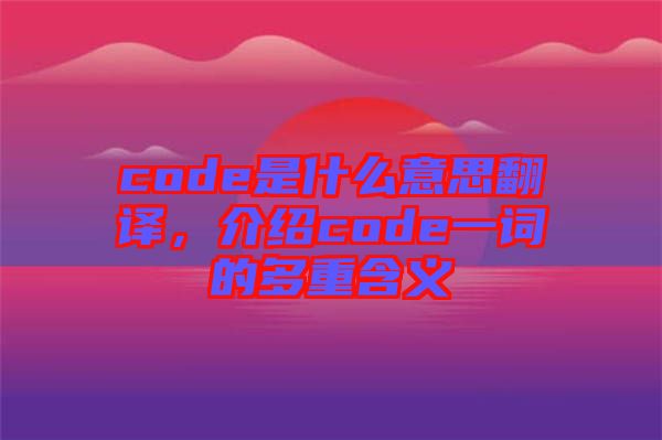 code是什么意思翻譯，介紹code一詞的多重含義