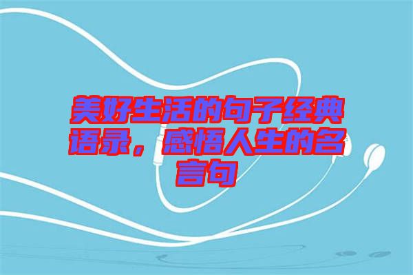 美好生活的句子經(jīng)典語錄，感悟人生的名言句