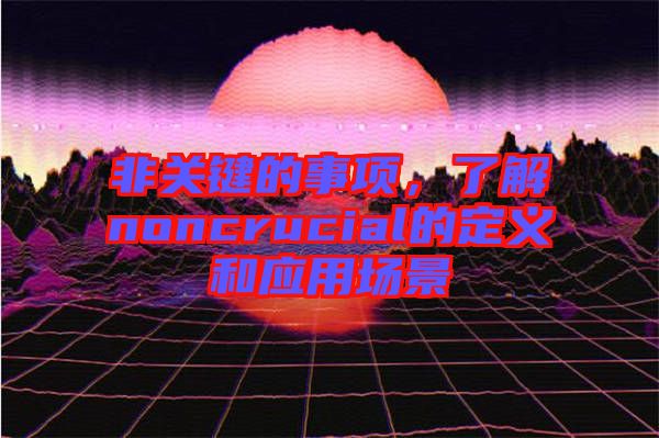 非關(guān)鍵的事項(xiàng)，了解noncrucial的定義和應(yīng)用場(chǎng)景