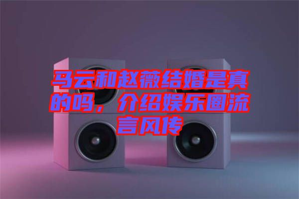 馬云和趙薇結(jié)婚是真的嗎，介紹娛樂(lè)圈流言風(fēng)傳