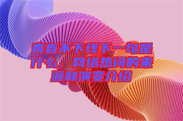 青春不下線下一句是什么，網(wǎng)絡(luò)熱詞的來源和演變介紹