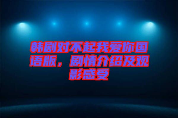 韓劇對(duì)不起我愛你國語版，劇情介紹及觀影感受
