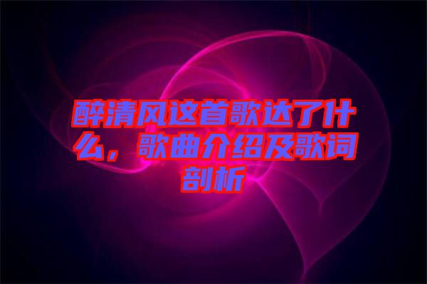 醉清風(fēng)這首歌達(dá)了什么，歌曲介紹及歌詞剖析